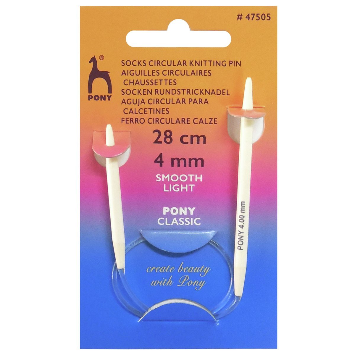 Pony Sock Circular Fixed Knitting Pins - 28Cm x 4.00mm