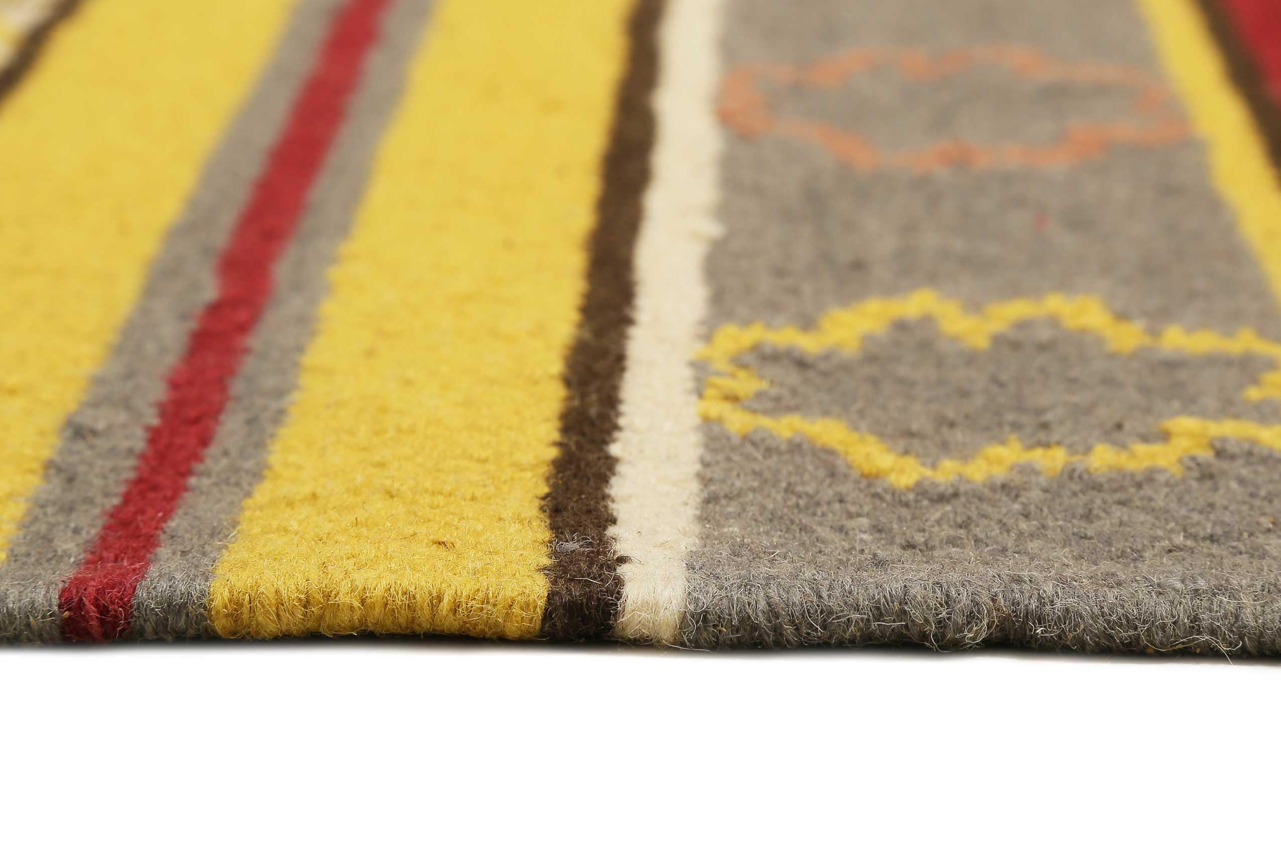 Kelim - Tappeto in lana migliore sostenibile, tessuto a mano, in fibra naturale, adatto per soggiorno, camera da letto, corridoio, casa Esprit (80 x 150 cm, marrone giallo)