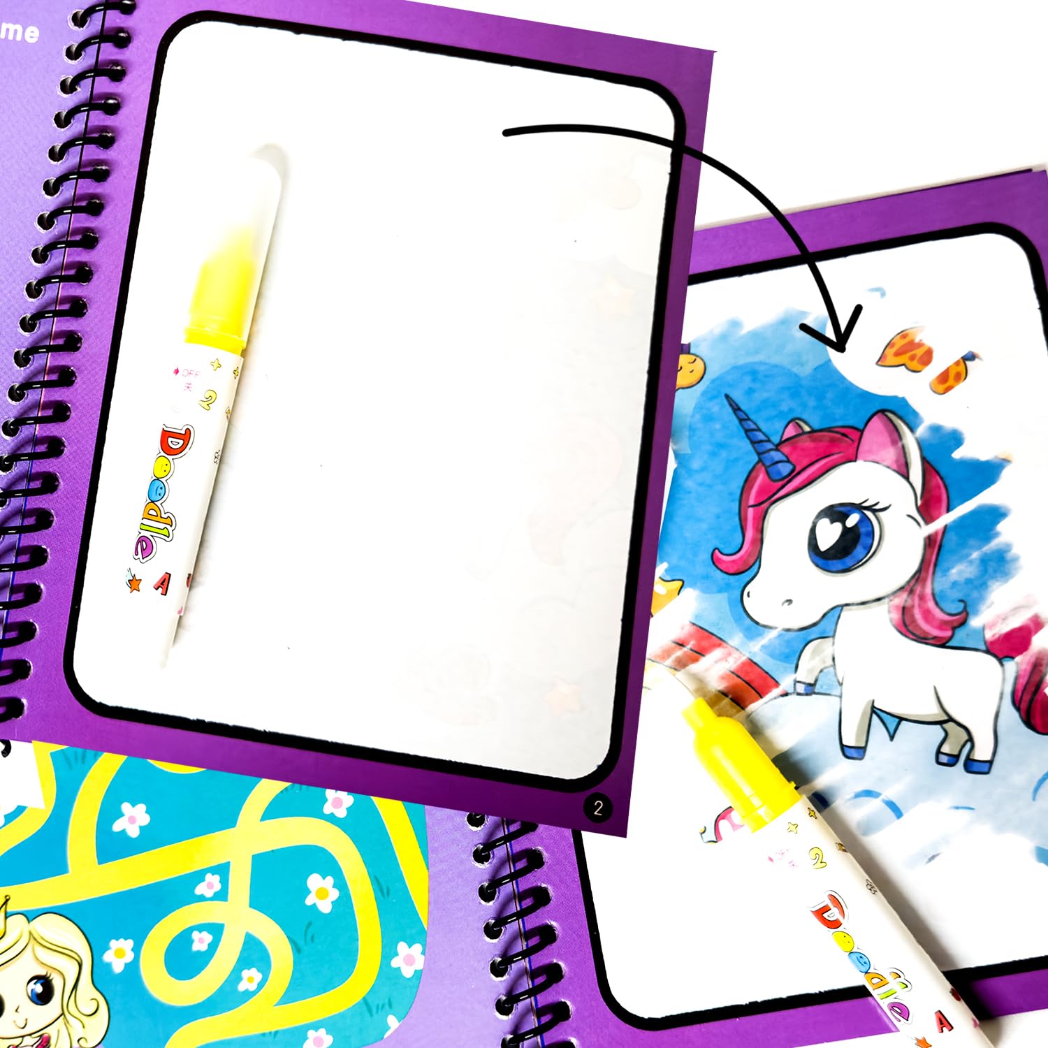 DASM UNITED Multi Color Image Visible Reusable Book for Kids I Quick Dry Re-Usable Magic Coloring Water Book Doodle with Magic Pen Painting Board for Children Education Drawing Pad