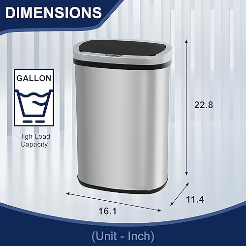 Miniatura 5 de 247 Shop at Home Freeway - Tapa de metal con sensor de movimiento para cocina, 13 galones, color plateado