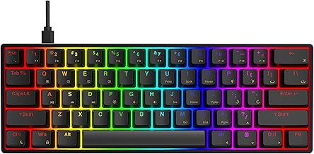AG AC61M GK61 RGB Gaming Keyboard - 61 Keys Aluminum Case Two USB-C Ports PBT Keycap Hot Swappable Programmable for PC/Mac Gamer (Gateron Optical Blue, Black Color)