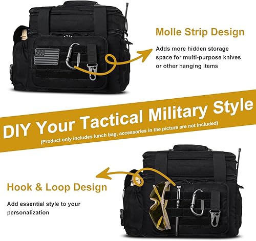 Miniatura 7 de VISMIX Lonchera táctica, bolsa de almuerzo táctica con doble cubierta expandible aislada, gran capacidad de 19 litros, bolsa térmica duradera con