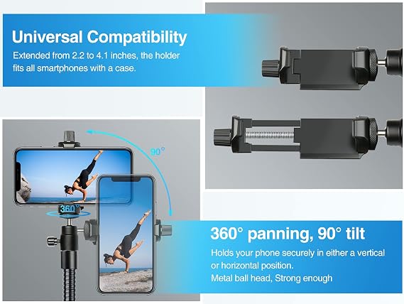 elitehood 81 Tall Tripod Stand for iPhone with 17in Adjustable Gooseneck