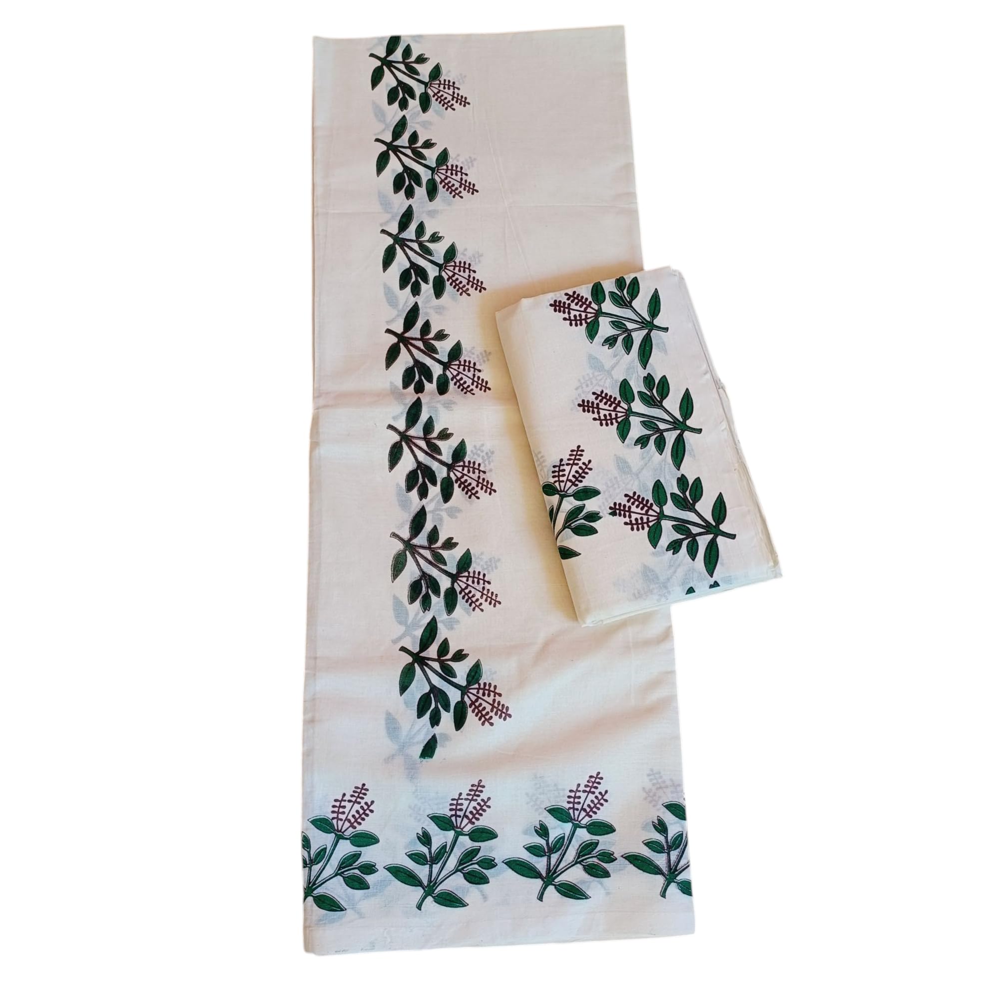 Kerala set mundu | Women's Kerala Traditional Kuthampully cotton Set Mundu with Tulasi kathir Printed Design-picture-24