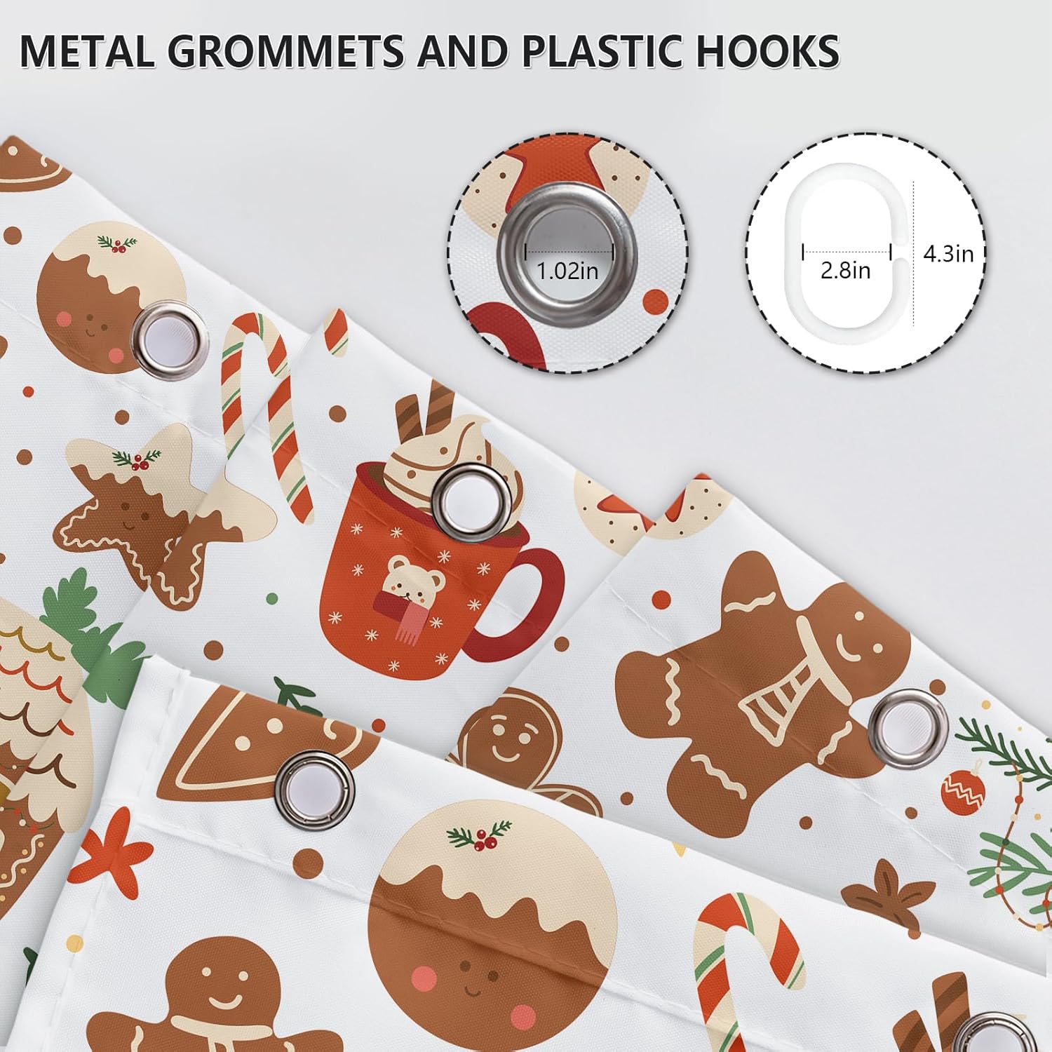 APROPHIC Christmas Shower Curtain,Funny Gingerbread Shower Curtain Christmas Cone House Cookies,Gingerbread Bathroom Decor, Waterproof Washable Fabric with 12 Hooks, 72''Lx72''W