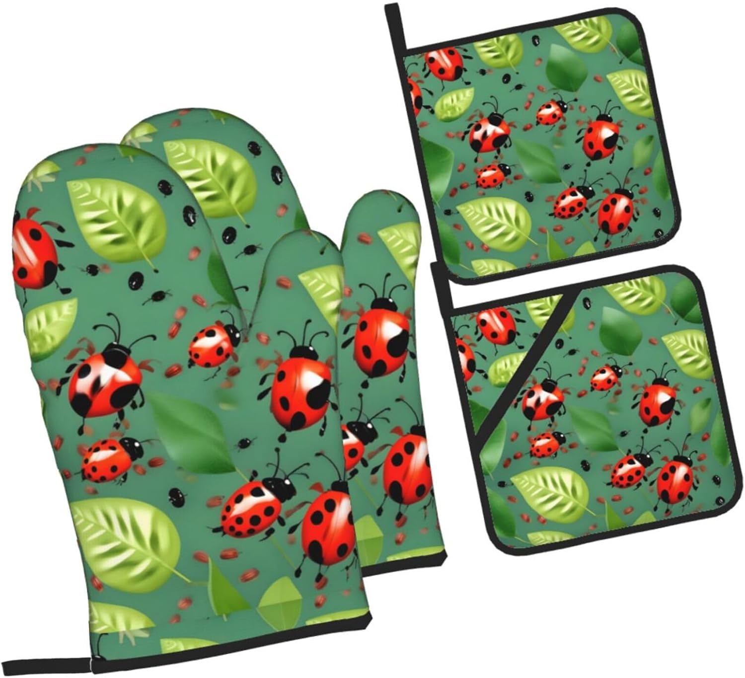 Leaves and Ladybugs Kitchen baking four piece set, fit for cooking and baking, oven, microwave, and outdoor barbecue