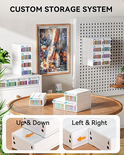 Vista 11 de ARTDOT 56 contenedores de almacenamiento para kits de arte de diamantes para adultos, paquete de 2 contenedores portátiles de almacenamiento