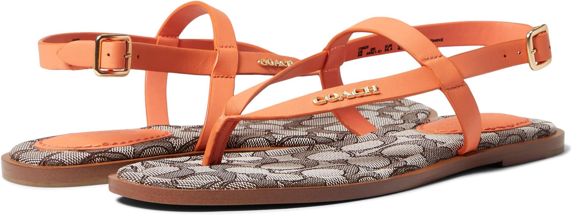 Coach Josie Leather Sandal Orange 8.5 B (M)