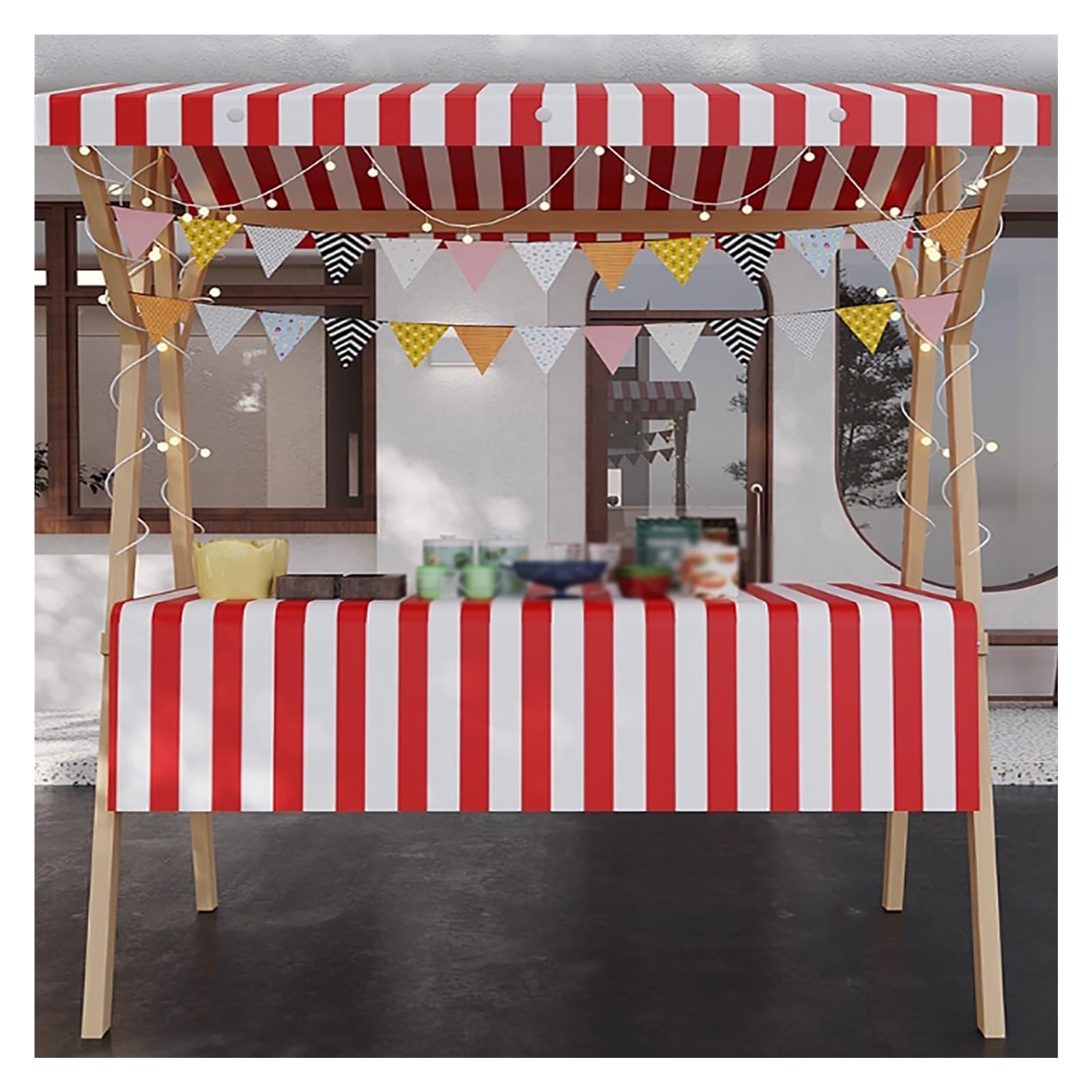 Présentoir de marché pliable en bois pour snack et stand de concession
