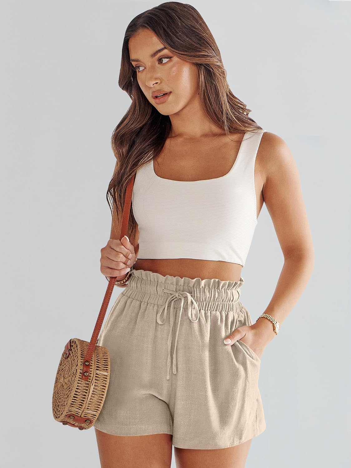 ANRABESS Linen Shorts for Women Summer Casual Wide Leg Loose High Waist Drawstring Dressy Shorts 2026 Beach Vacation Clothes - Image 7
