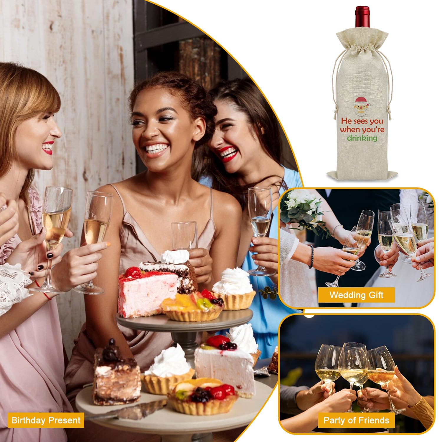 Regalos divertidos para beber, bolsas de vino para botellas de vino, regalos de Navidad para bebedores de vino, bolsa de botellas de vino de vacaciones, fundas para botellas de vino para viajes, 7