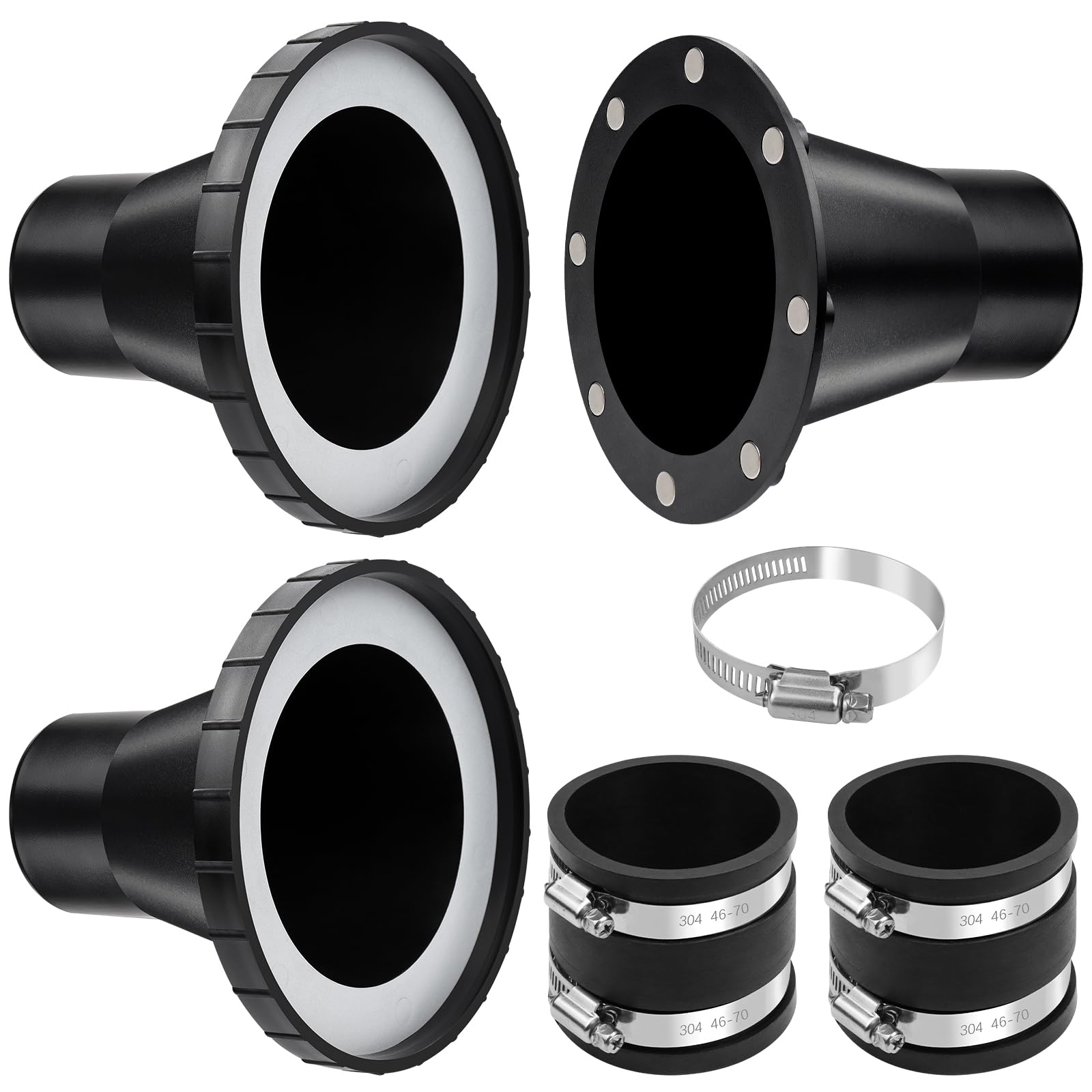 4" to 2-1/2" Magnetic Dust Collection Fittings,One-to-Multi Magnetic Dust Collection Starter Kit w/1PK Mag Port Connector+2Set 2.5” Couplers,Magnetic Dust Collector System for Woodwork Vacuum Hose