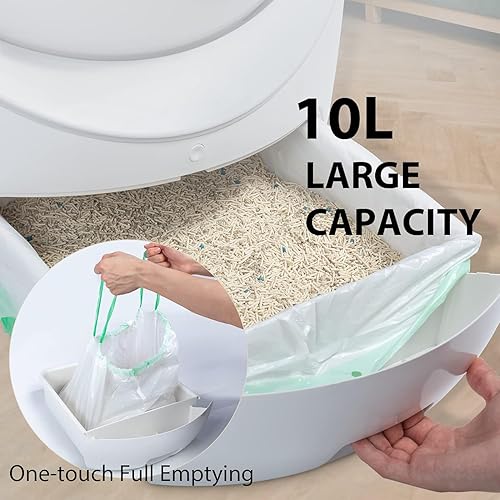 Miniatura 4 de Caja de arena para gatos autolimpiante, diseño antipellizcos y eliminación de olores, gran caja de arena automática para gatos con bolsas de