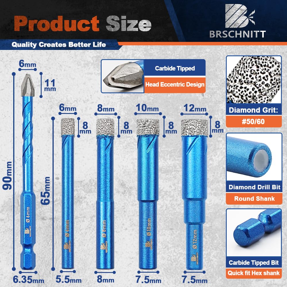 Masonry Drill Bit Set and Diamond Drill Bit Round Shank