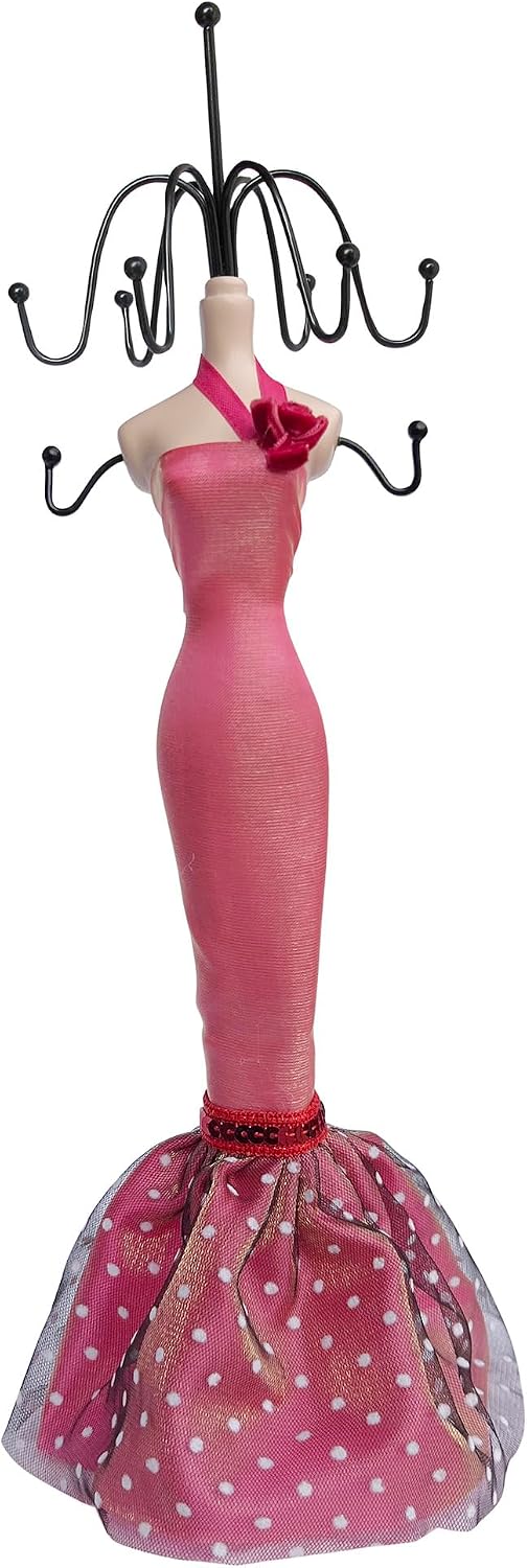15 Inch Mannequin Doll Jewelry Display Stand Organizer, Fuchsia