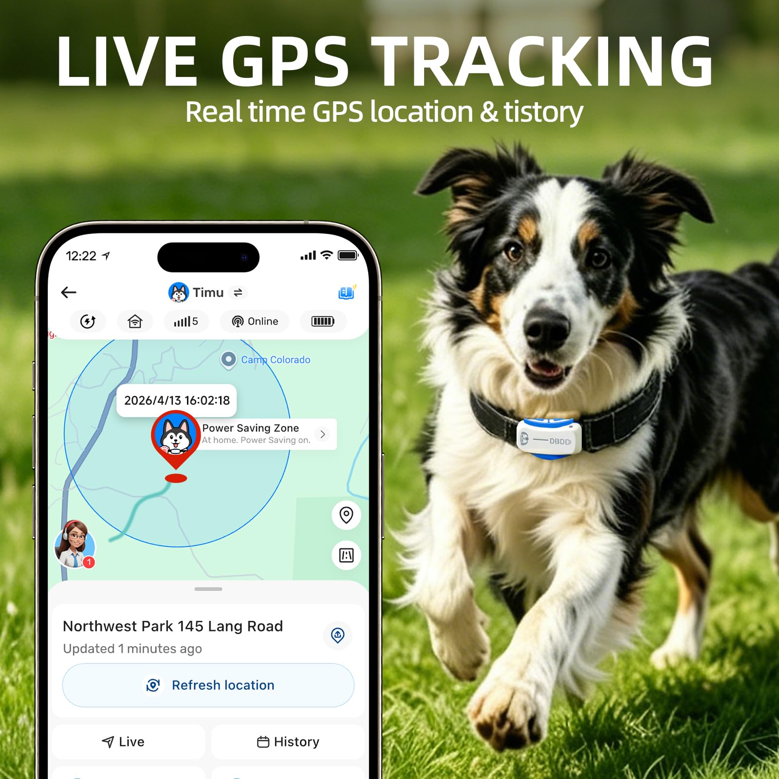 DBDD Rastreador GPS para perros, collar de seguimiento de IA con valla virtual y monitoreo de salud, rastreador de ubicación en tiempo real para artistas de escape, collar de valla electrónica para