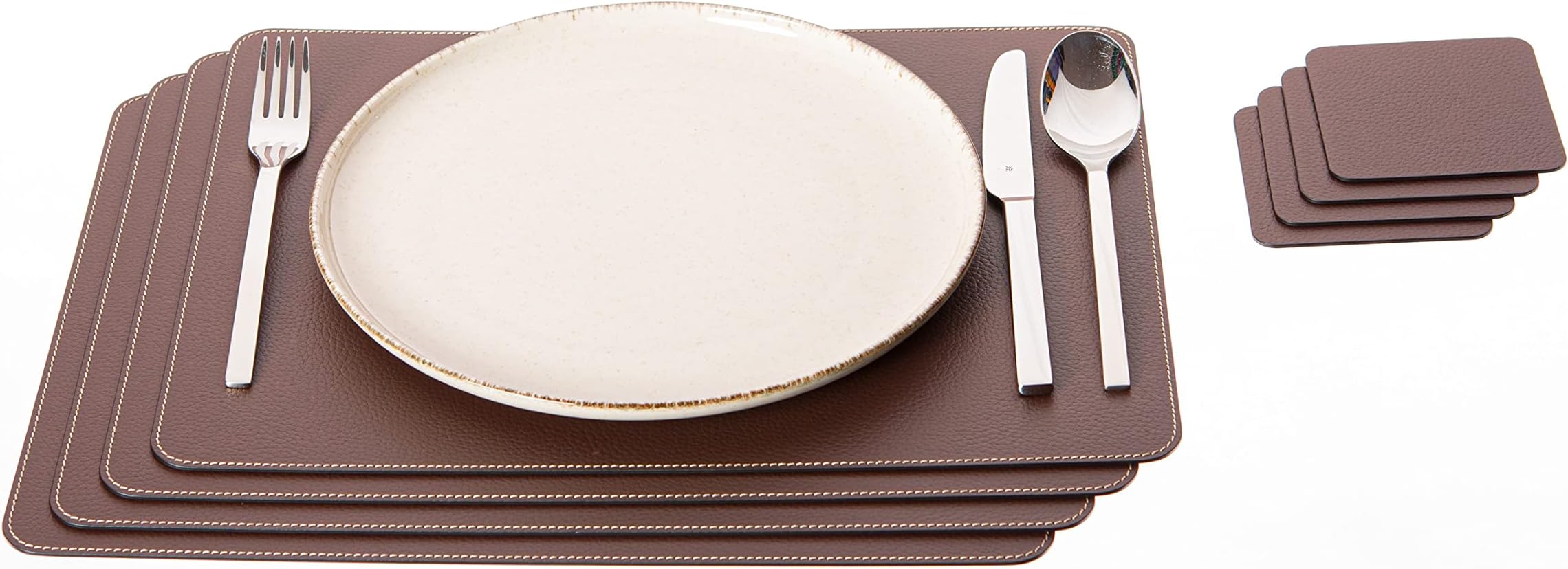 Amazon.com: Leather At Home, Set of 4 Rectangular Place Mats, Genuine ...
