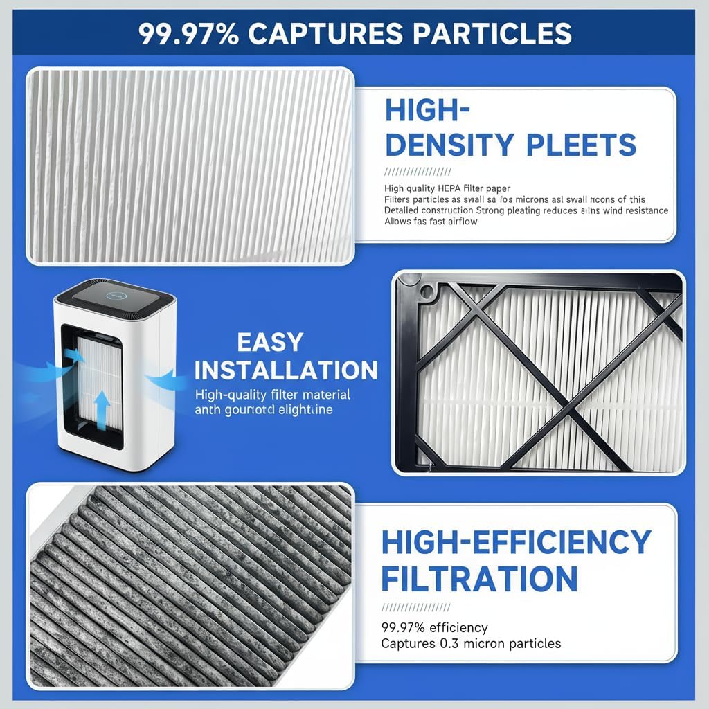 Car Accessories for Tesla Model 3 and Model Y, Cabin Air Filter Replacement, Premium Material for Tesla Interior, Not for Pickup Trucks