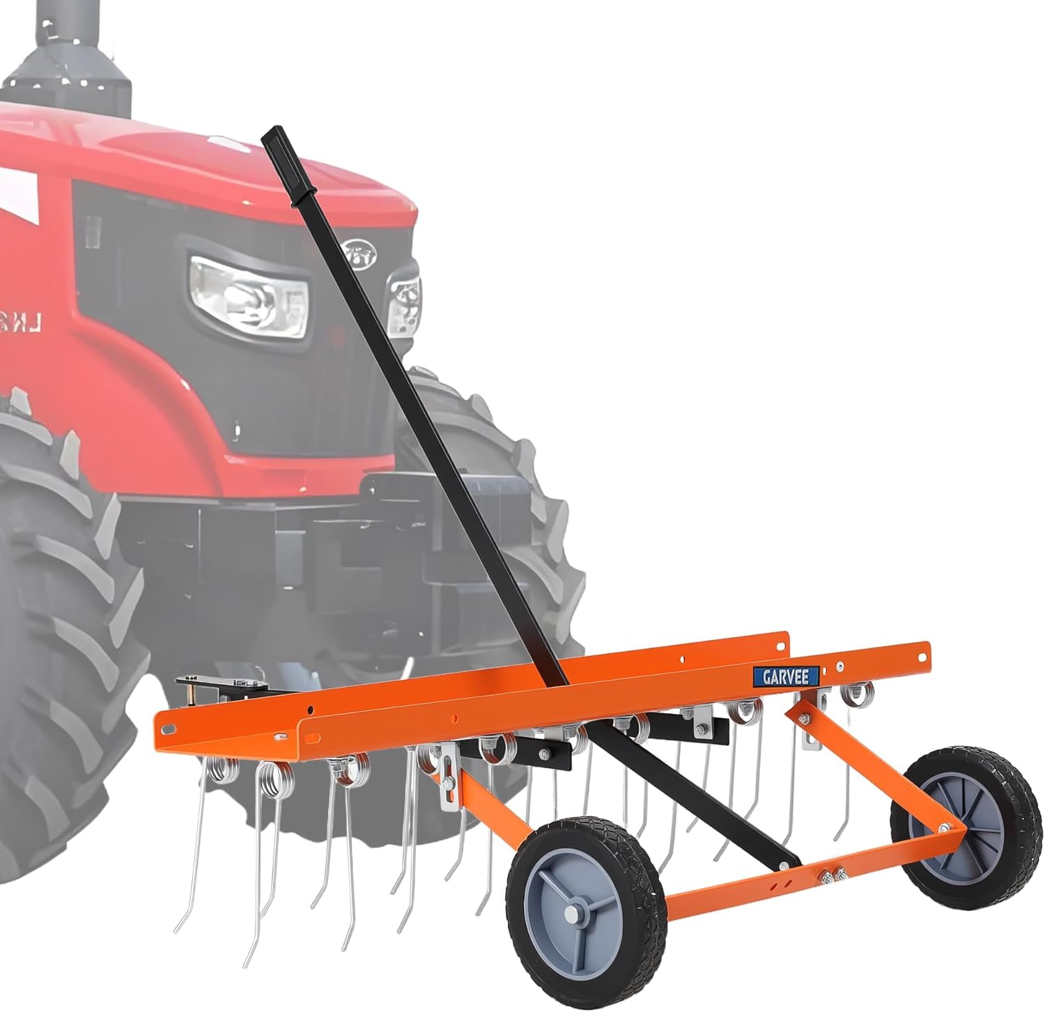 40-Inch Tow-Behind Lawn Dethatcher - Heavy Duty Thatch Rake with 20 Spring Steel Tines - 70lbs Capacity Weight Tray & Lift Handle - Pull-Behind Turf Aerator for ATV, UTV & Mowers