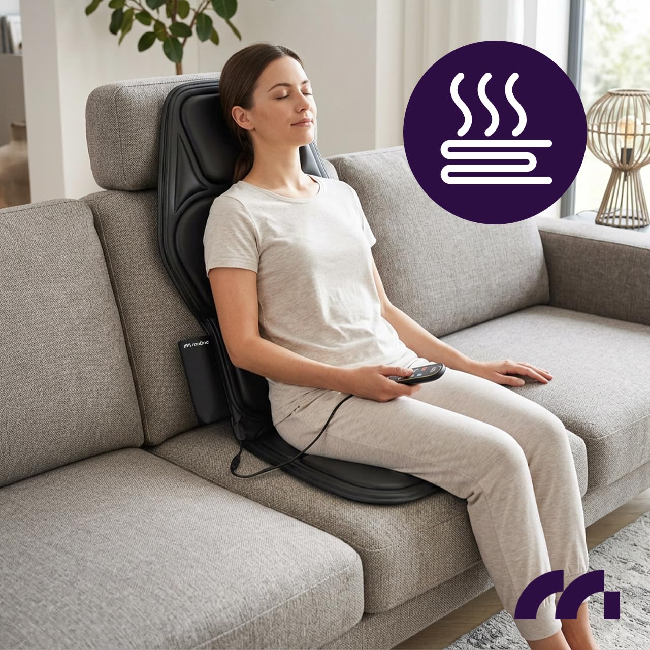 MalTec Vibrierende Massagematte für den Sessel mit Heizfunktion für das Auto