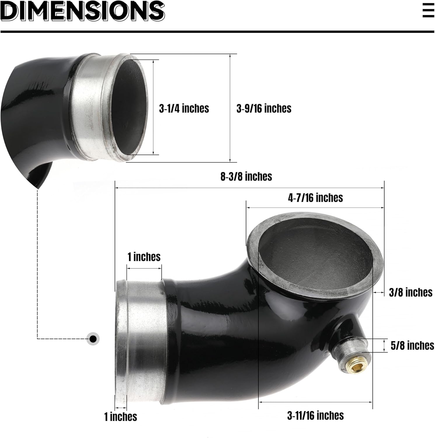 LLY Turbo Mouthpiece 6.6 Inlet Manifold Intake Elbow for Chevy Silverado for GMC Sierra 6.6L V8 LLY Duramax 2004.5-2005 Replaces 76-1006B