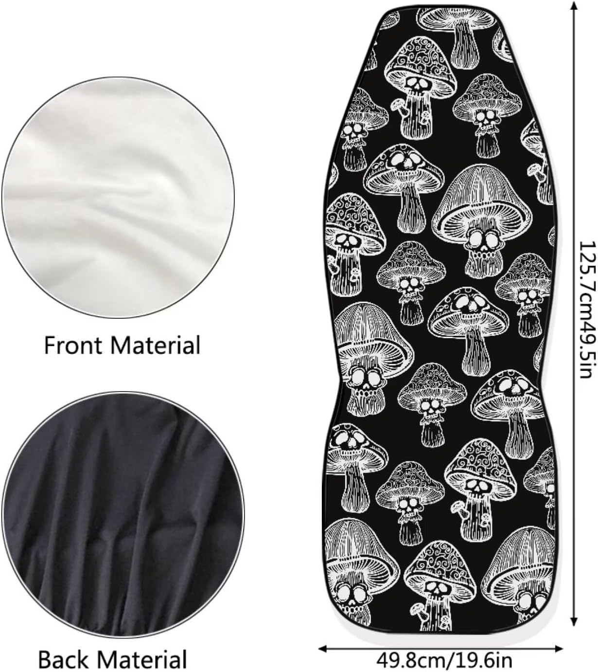 UNICEU Skull Mushroom Print 2Pcs Automotive Seat Cover Car Accessories with Front Drive Seat Covers Protect