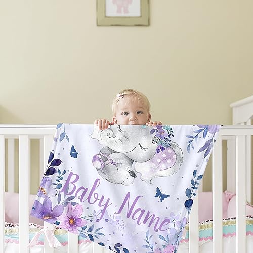 Miniatura 71 de Manta de bebé personalizada con nombre, mantas de bebé de elefante personalizadas para niñas, regalos de bebé, productos para bebés, mantas súper