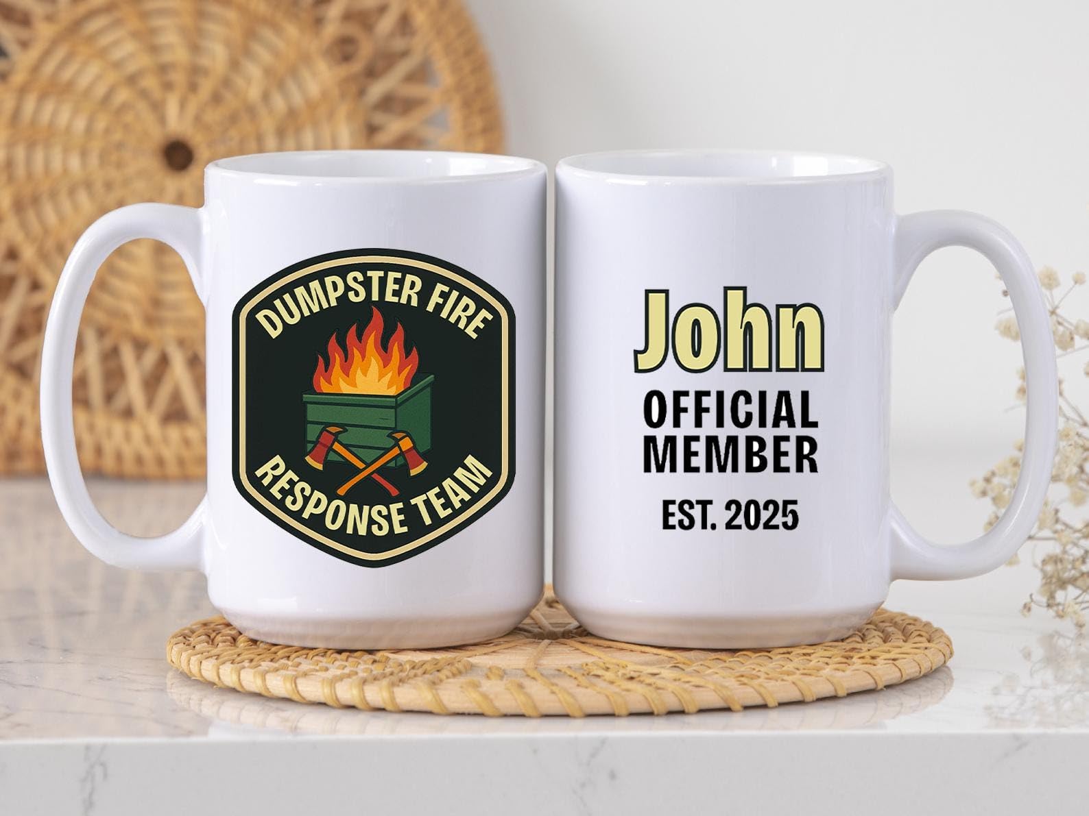 Funny Dumpster Fire Mug Office Funny Gifts for Coworker Boss or Employee Humor Coffee Cup Custom Team Mug
