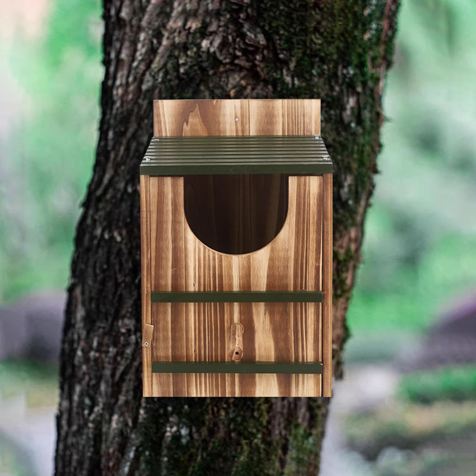 MagiDeal Casa de Madera para pájaros, Nido de búho, fácil de Limpiar, Colgante para Patio, Exterior, balcón, jardín.