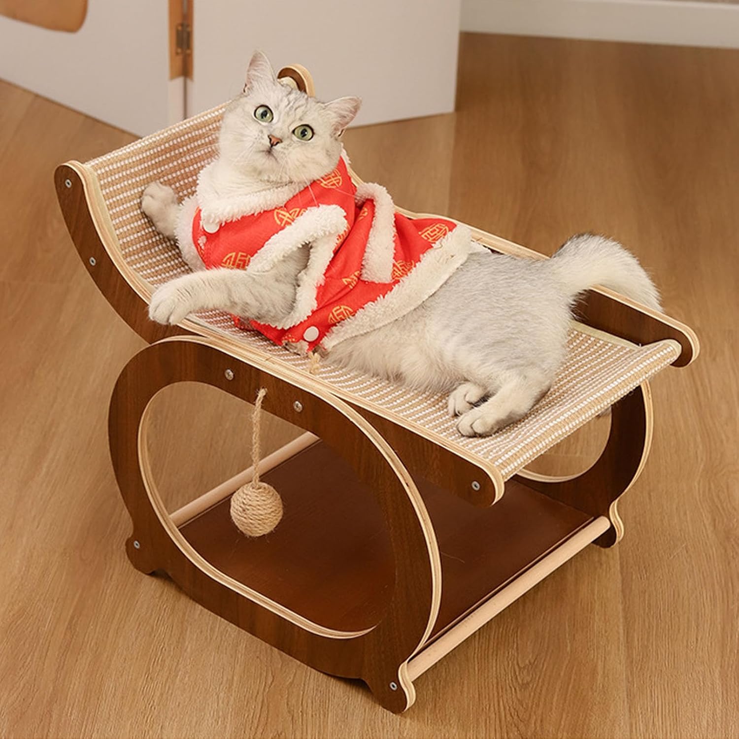 Cat Scratcher Couch, Double-Layer Lounger Cat Scratcher, The Claw Lounge, 2-in-1 Cats Scratch Pad and Lounger, Wear Resistant Scratching Sisal Chair for Indoor Cats (D)