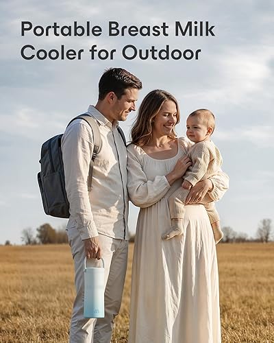 Miniatura 7 de Enfriador de leche materna  Enfriador de leche de acero inoxidable con enfriamiento mejorado de 360, mantenimiento fresco 24 horas, gran capacidad,