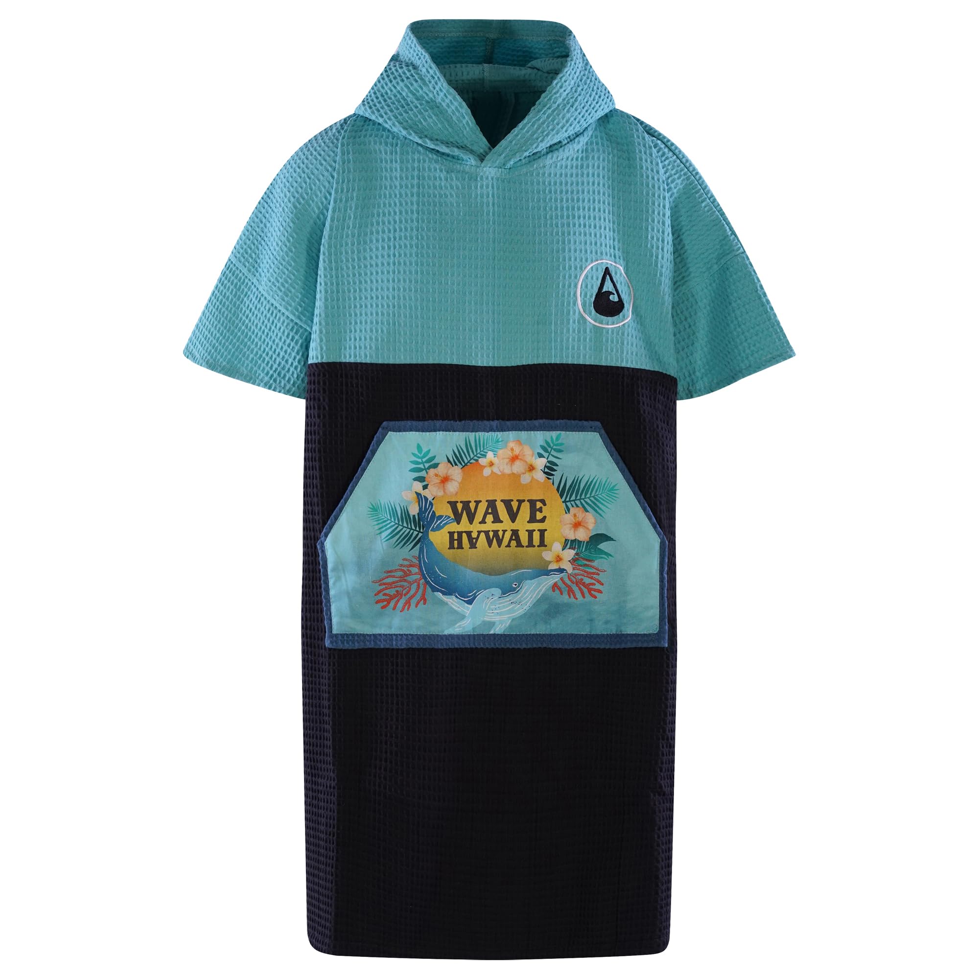 WAVE HAWAII Poncho De Bain Surf Coton 100% – Taille L/XL (170-200 Cm), Haute Absorption, Certifié Öko-Tex