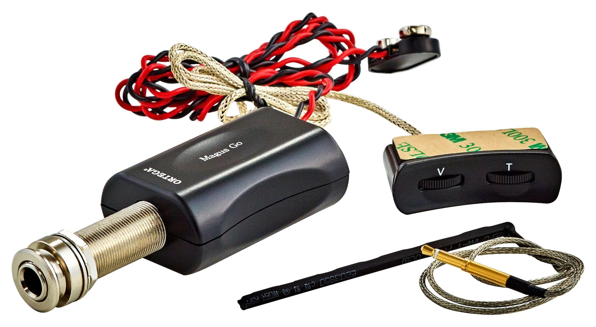 Ortega Guitars MAGUSUKEGO Jack di Uscita, Set di Preamplificazione e 4 Barrette Piezo, Ukulele