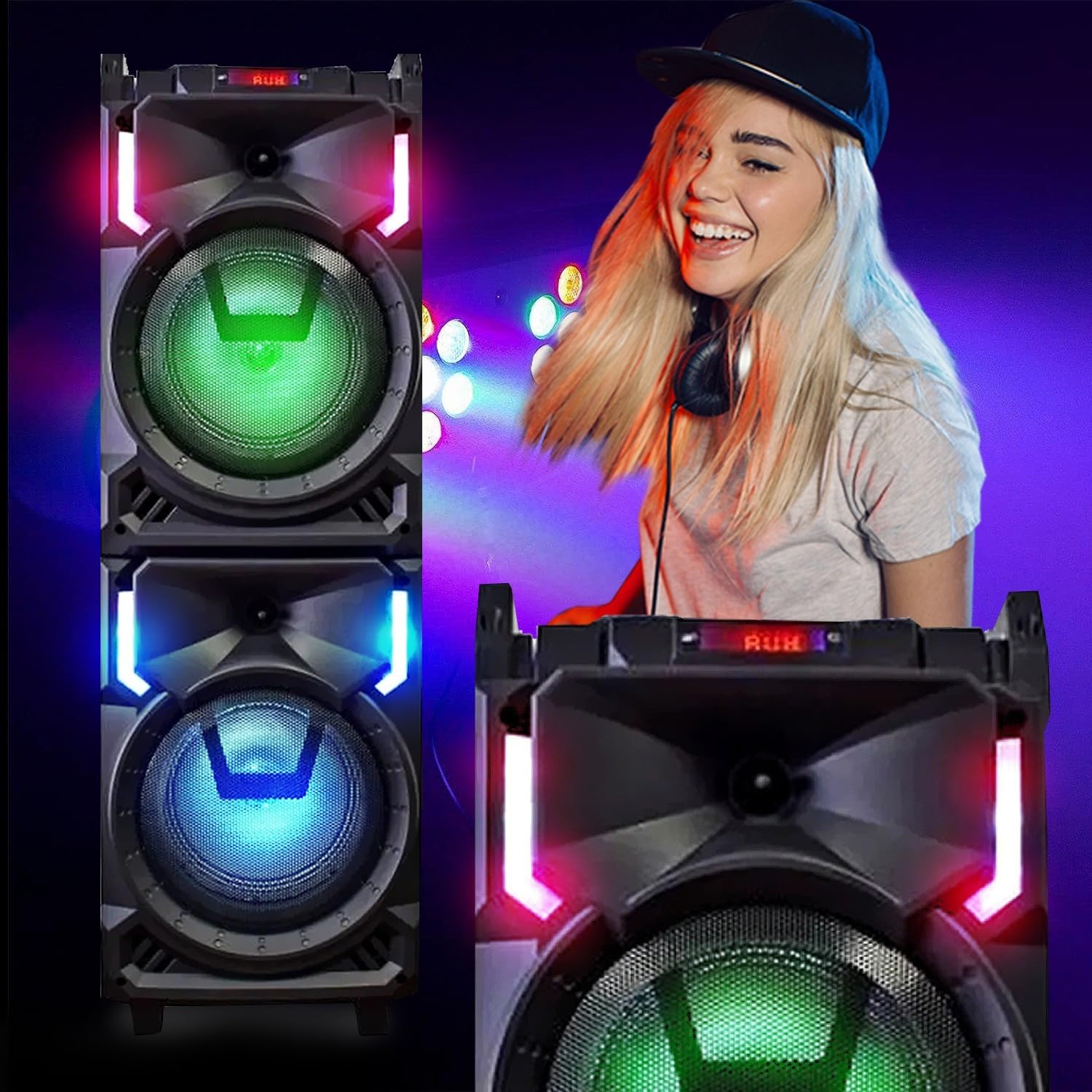 MEGA Enceinte Nomade 800W Inovalley MS01XXL N avec USB Bluetooth, Effets LED, Microphone SONO KARAOKE DJ, avec Trolley
