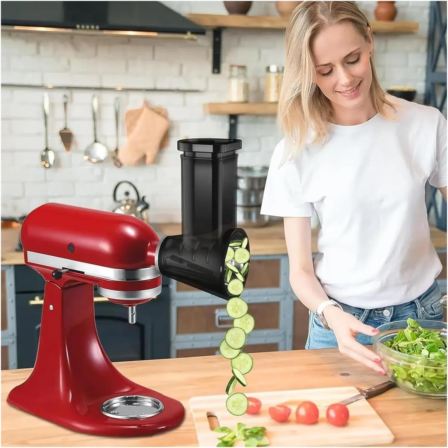 Compatible for Stand Mixers, 4-Blade Slicer Shredder Attachment
