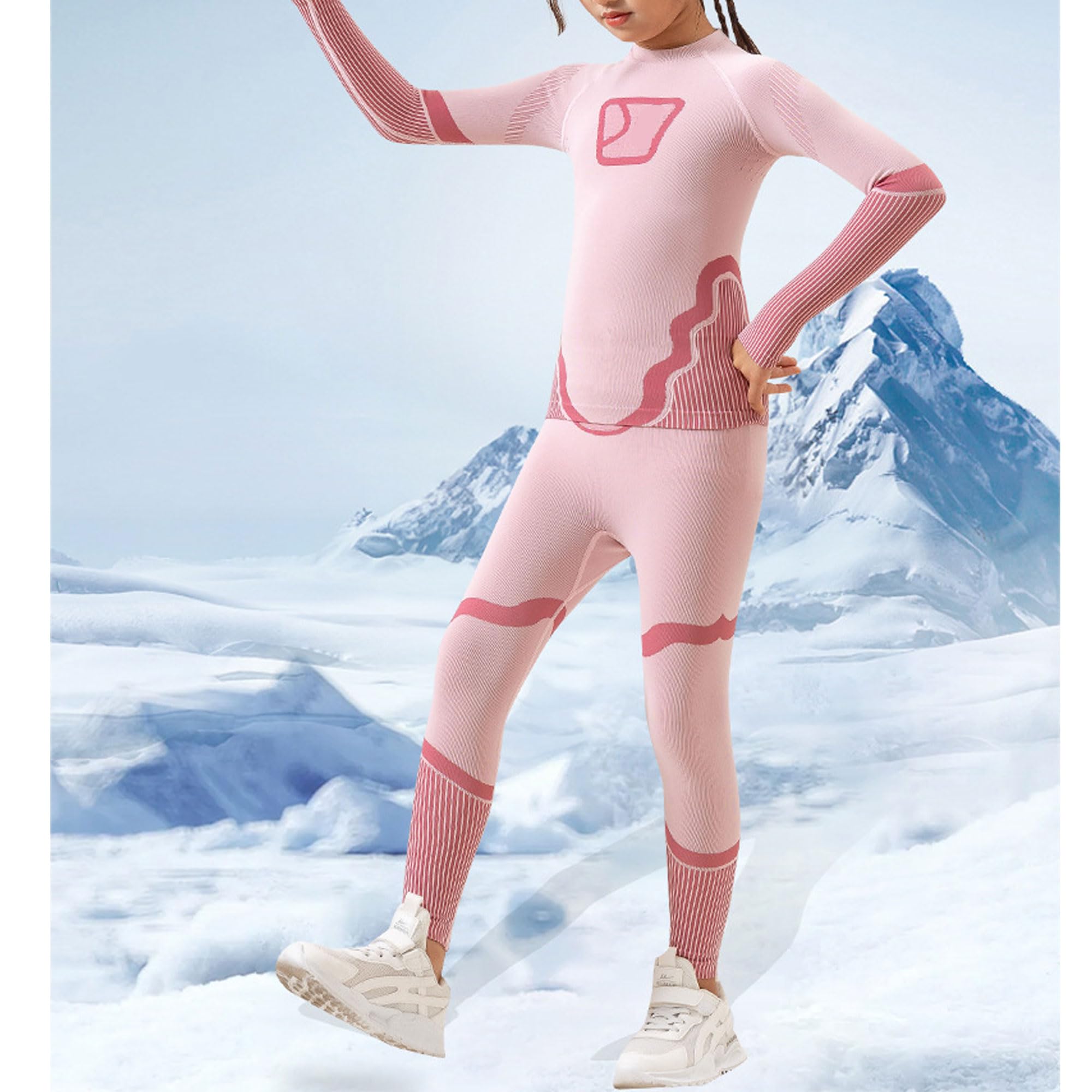 Bestgift Ropa interior térmica para niños y niñas, ropa interior deportiva de entrenamiento, traje de esquí de manga larga