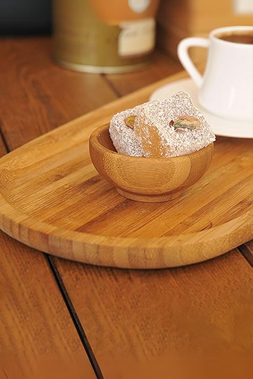 Mithra Life 6 Bamboo Mini Turkish Delight Snack Sauce Bowl Jam Presentation Bowl MIT1143