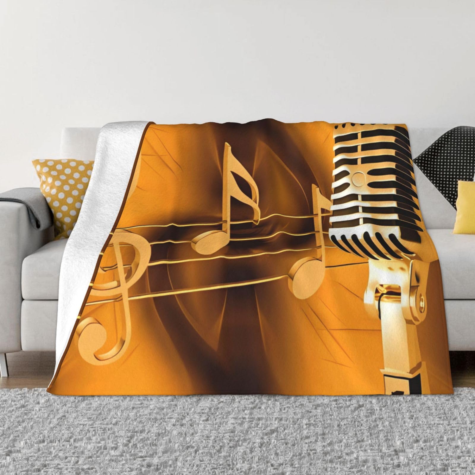 Couverture en flanelle douce lit plaid musique micro pour canapé