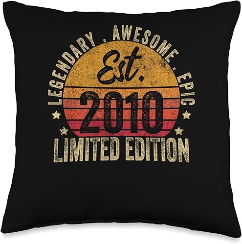 Retro Est 2010 Limited Edition Gifts Born in 2010 13 Cumpleaños Vintage 13 años Est 2010 Edición Limitada Almohada 16x16, Multicolor