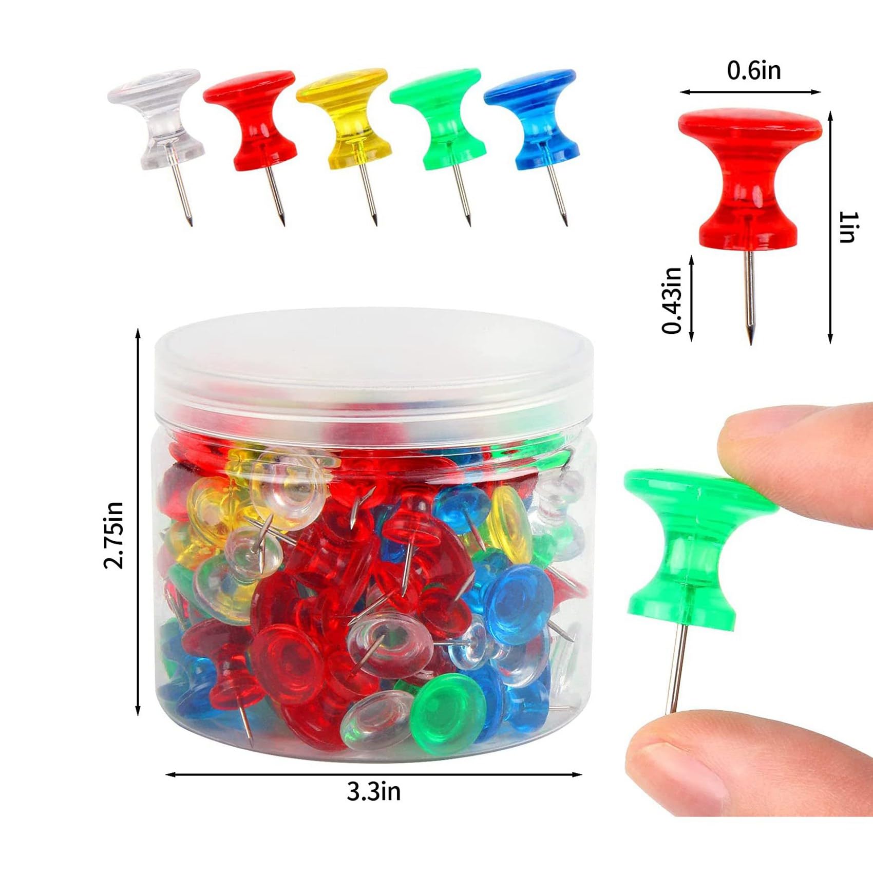 Riesige Druckstifte 1000er-Pack Große Reißnägel für Pinnwände Aus Korktafel mit Kunststoffgehäuse