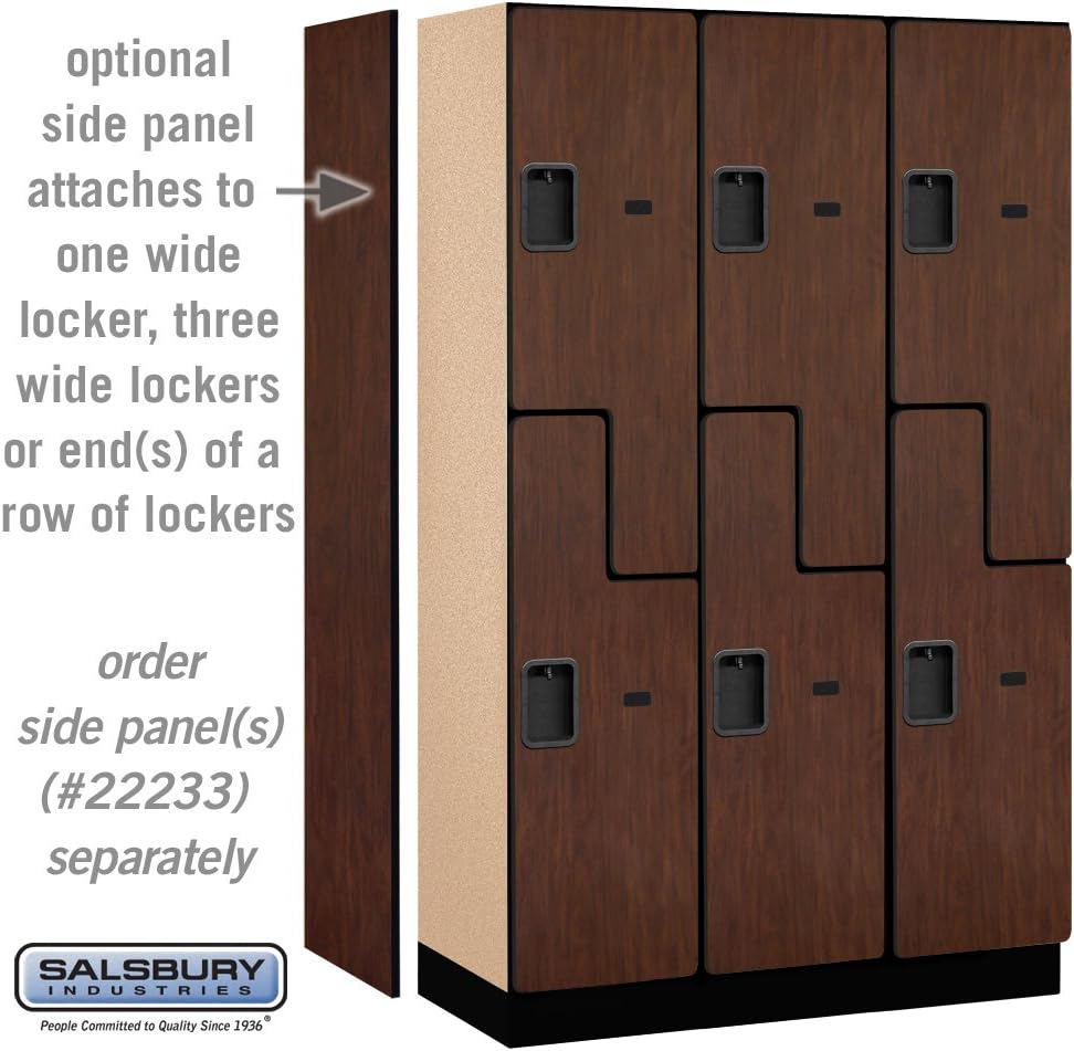 Extra Wide Mahogany Wood Gym Locker with Shelves - 76"H x 45"W