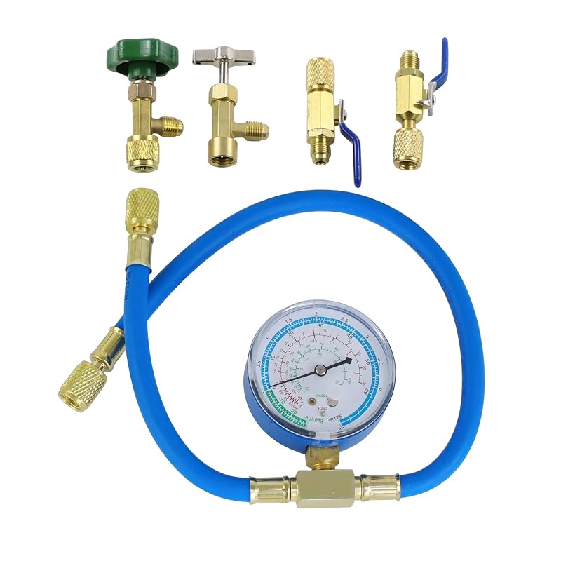 Kit de Mangueiras e Manômetro para Carga R290 e R600A Wisepick com Adaptadores e Válvulas de Fechamento