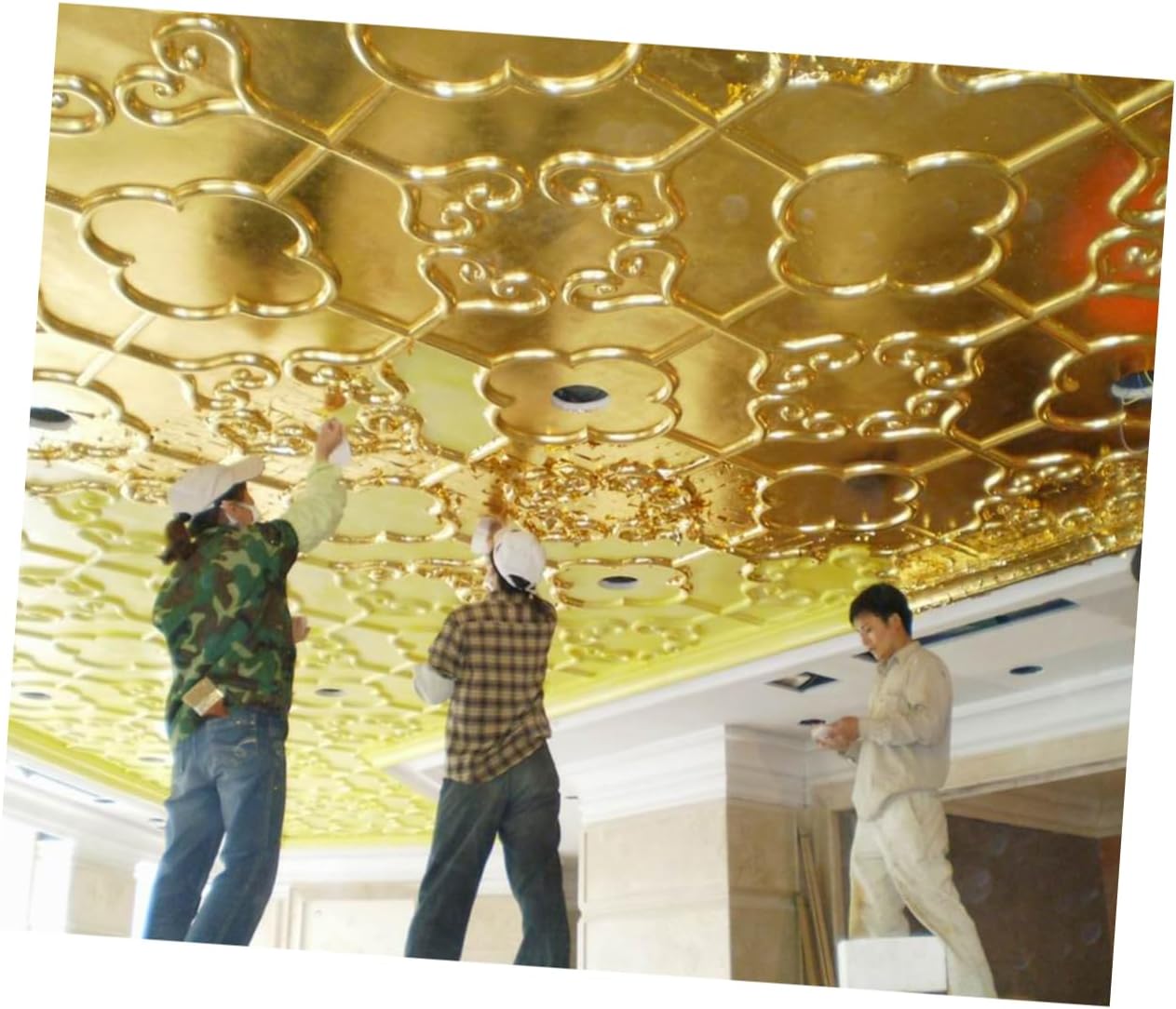 Beatifufu 100sheets Imitation Gold Leaf for Arts and Crafts Metallic Foil for Gilding Decoration and DIY Projects for Frames and Furniture Restoration
