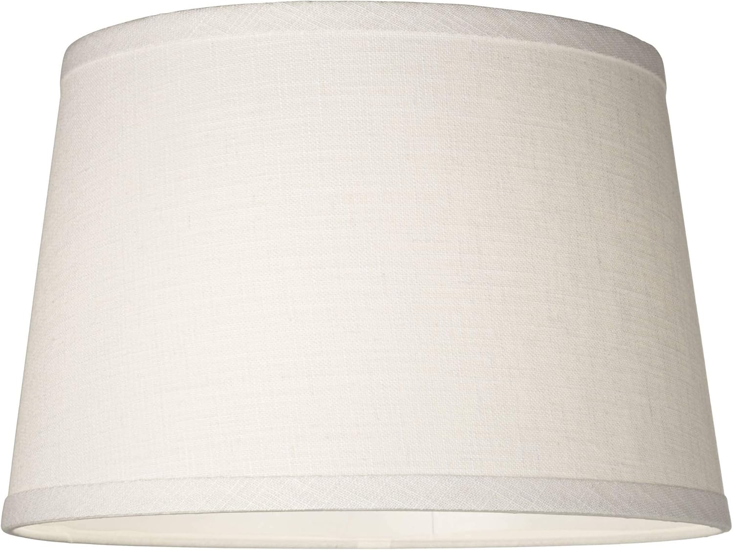 Set of 2 White Linen Drum Lamp Shades with Chrome Finish