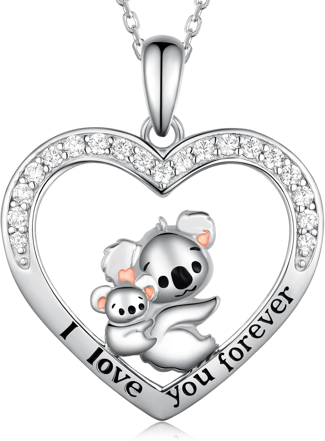 Koala Necklaces for Women 925 Sterling Silver Heart Koala Mother Necklace Cute Animal Mother Jewelry Gifts for Women Mom