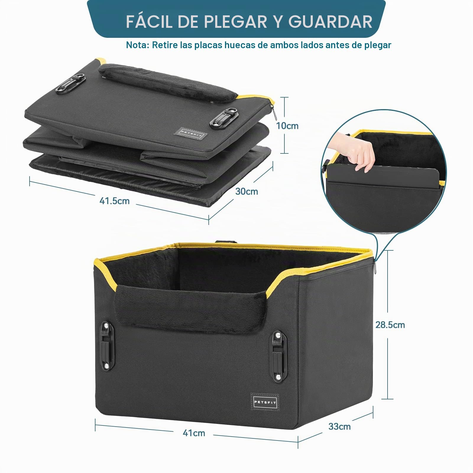 Petsfit Asiento Coche Perro Pequeño Plegable, Bolsa Asiento Elevadora para Coche para Mascotas, para Perros Pequeños