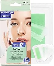 ARUHIU Wax Strip Hair Remover Waxing Combo Professional Waxing Strips Kit for Normal Skin, 20 Strips + 2 wipes Gel Wax Hair Removal For Women | Up To 35 Days Of Smoothness | No Wax Heater Or No Beans NO Required) (Wax, Strip Face)