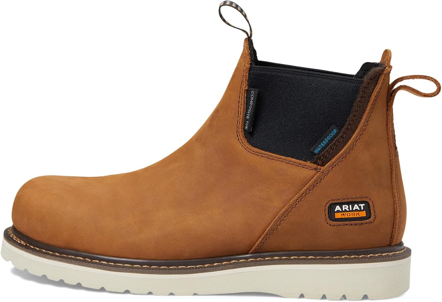 Ariat Womens Rebar Wedge Chelsea Waterproof Composite Toe Work Boot Aged Honey 11