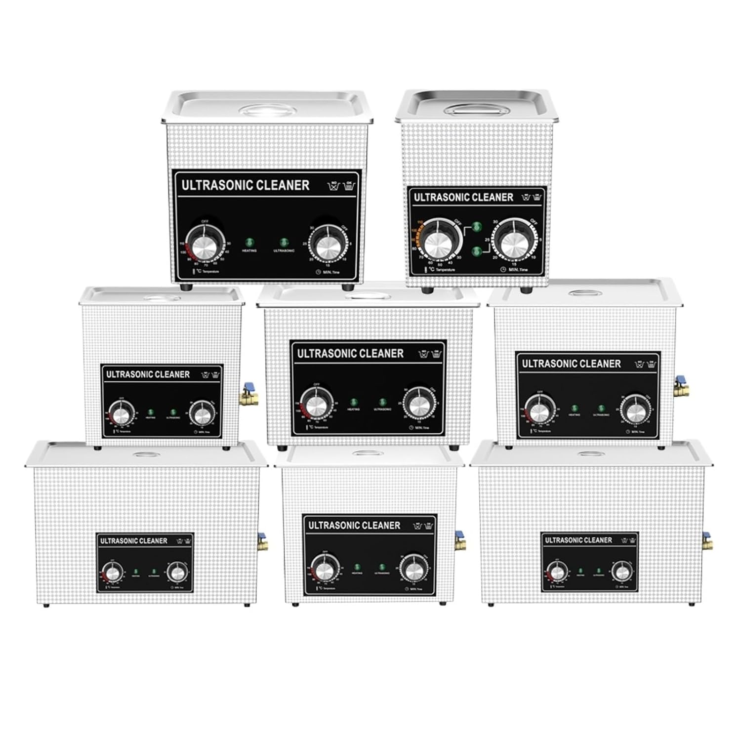 Ultrasonic Bath 60W-900W 0.8L 2L 3L 4L 6L 10L 15L 22L 30L Heater Timer Stainless Steel Basket Ultra Cleaner Cleaning Machine(008S-0.8L-60W,EU)
