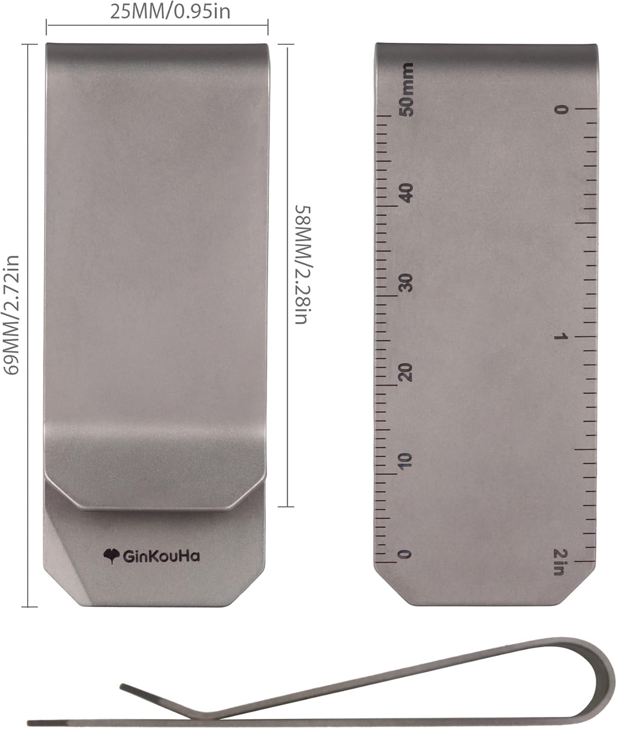 Titanium Money Clip for Men, Large Slim Money Cards Clips, 4 in 1 Multifunction Pocket Wallet, Screw Tool, Box Opener, Mini Ruler, Gifts (2.72" x 0.95") - Image 3